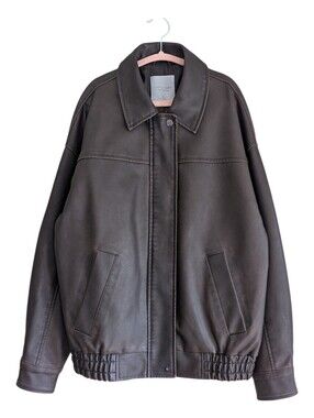 Gentle Fawn Danica Vegan Leather Bomber Jacket - Chocolate, Size S